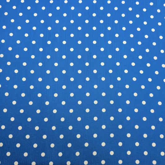 Blue White Spot Print Polka Dot & Floral Yoryu Crinkle Satin Fabric – 58" Wide