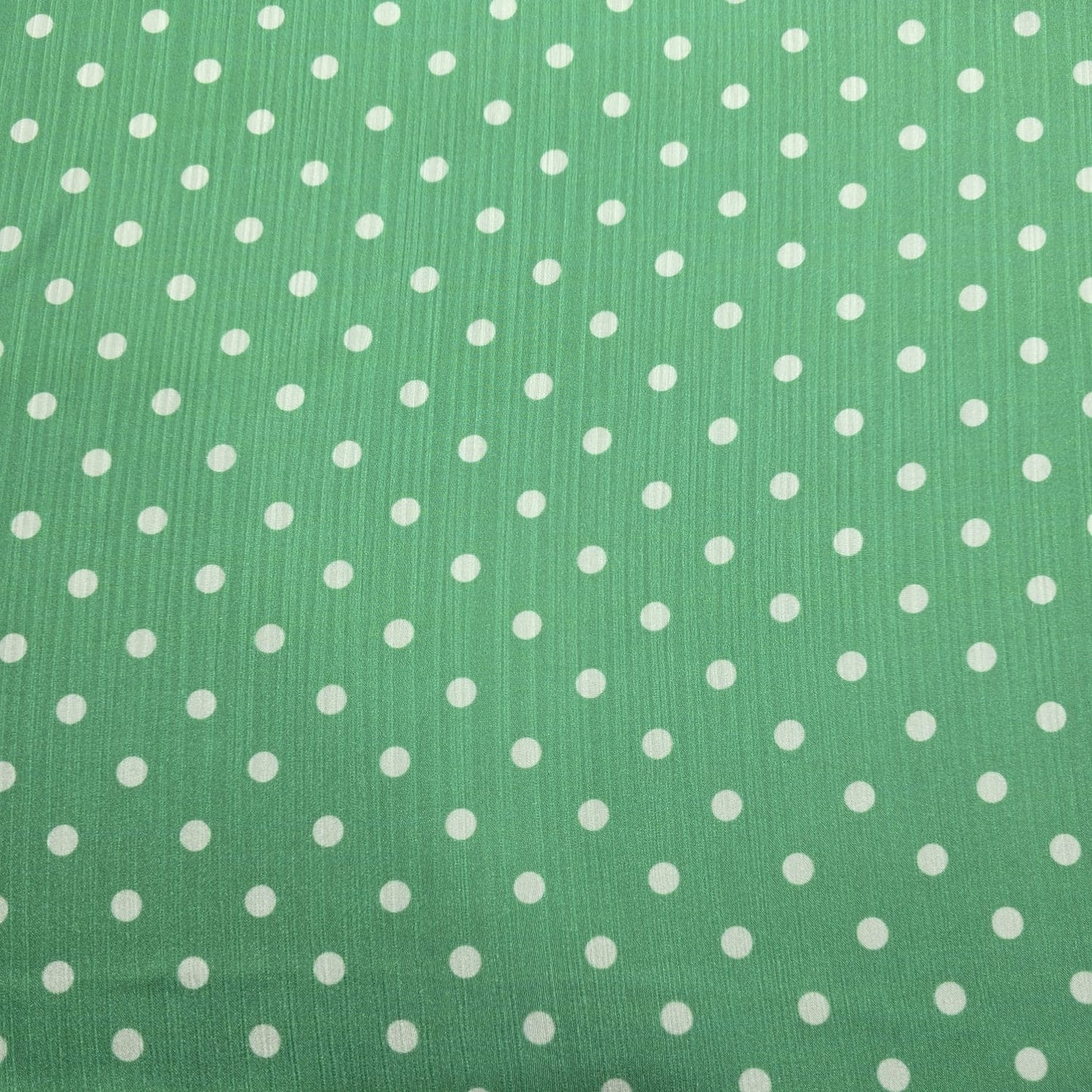 Mint White Spot Print Polka Dot & Floral Yoryu Crinkle Satin Fabric – 58" Wide