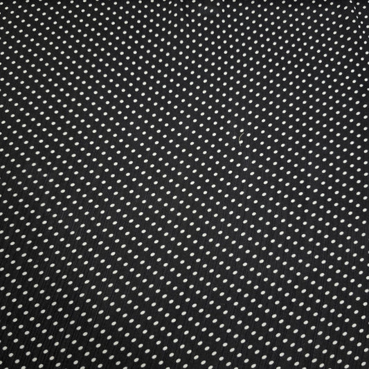 Black White Spot Print Pea Pin Polka Dot & Floral Yoryu Crinkle Satin Fabric – 58" Wide