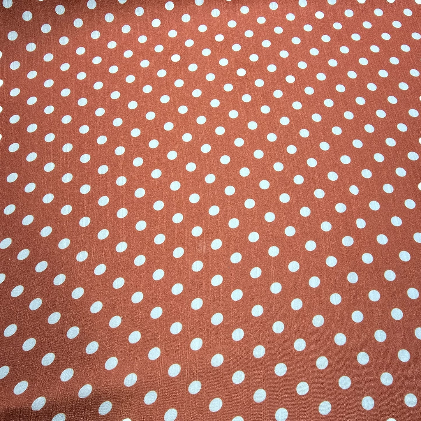 Rust White Spot Print Polka Dot & Floral Yoryu Crinkle Satin Fabric – 58" Wide