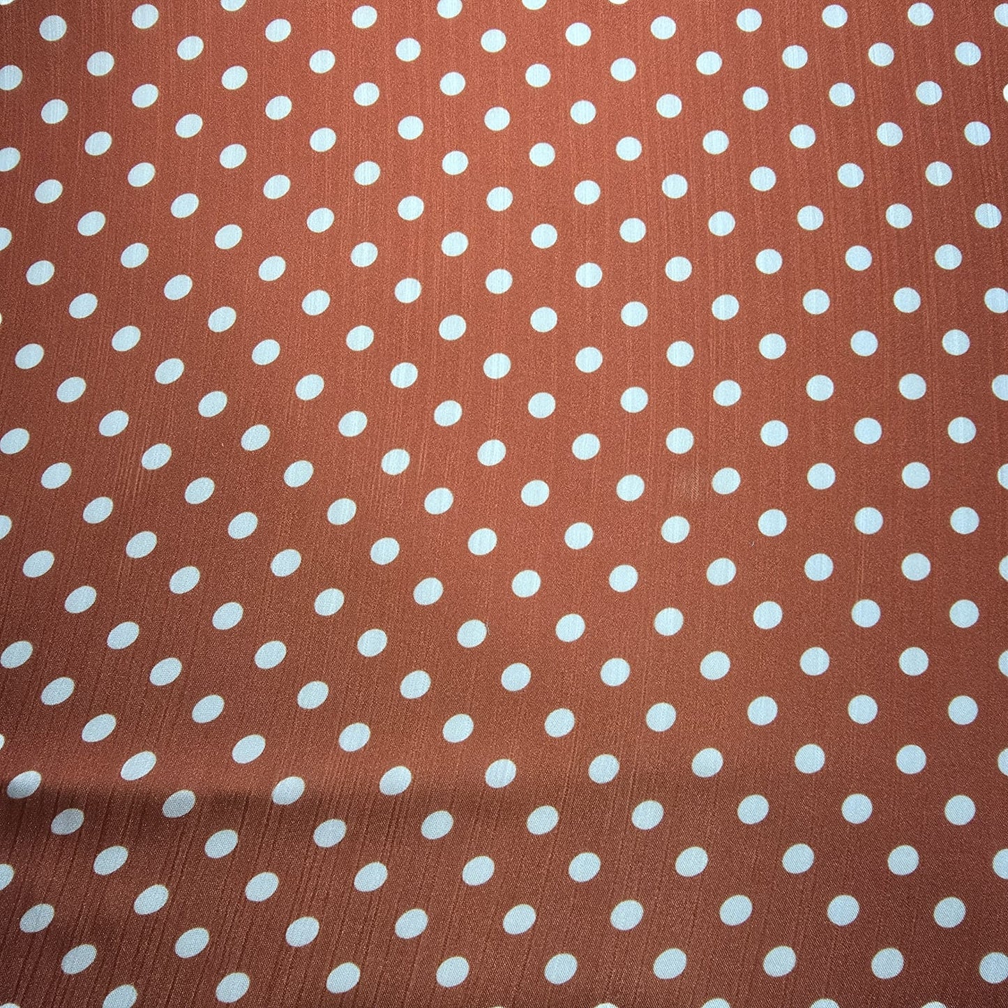 Rust White Spot Print Polka Dot & Floral Yoryu Crinkle Satin Fabric – 58" Wide