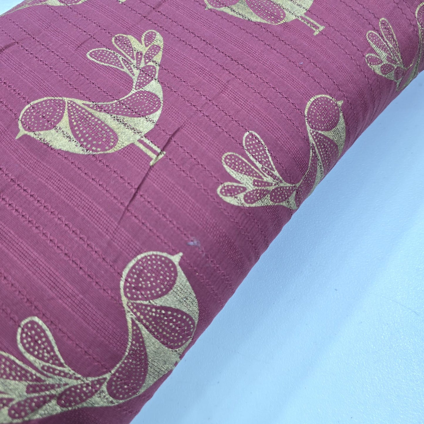 Golden Bird 100% Cotton Textured Fabric Crafts Dress Costume Material 44"  Meter