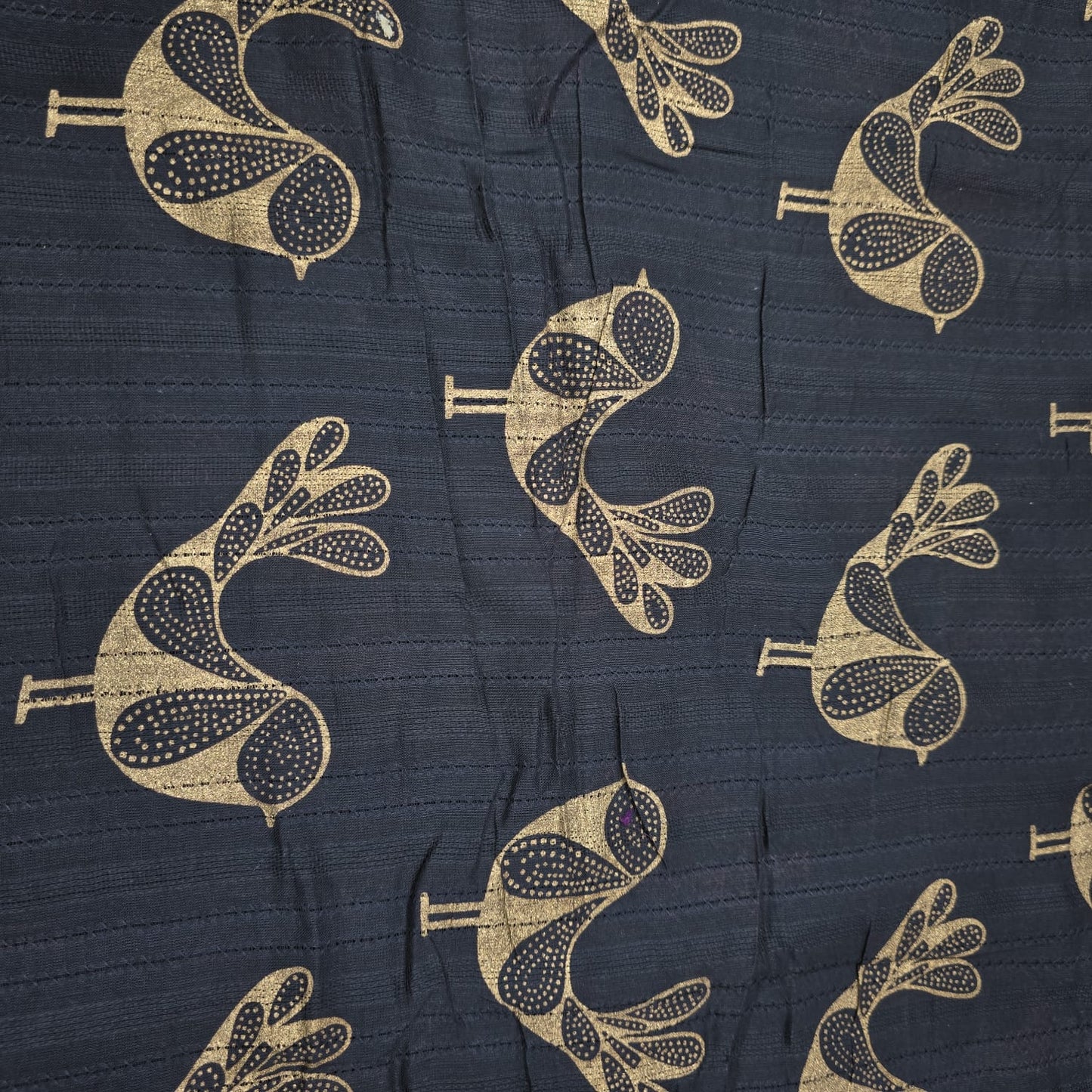 Golden Bird 100% Cotton Textured Fabric Crafts Dress Costume Material 44"  Meter