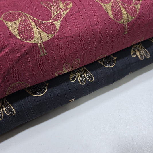 Golden Bird 100% Cotton Textured Fabric Crafts Dress Costume Material 44" Meter