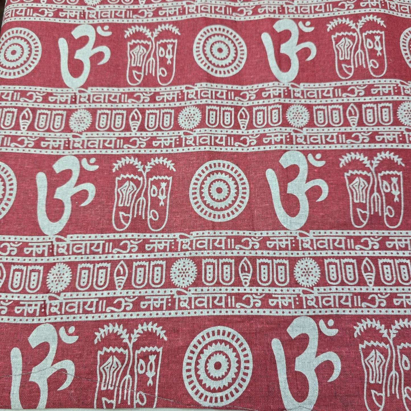 Om Symbol Cotton Linen Fabric 44" Wide | Spiritual Print Dressmaking, Craft & Home Décor Material by the Metre