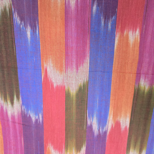 Multicolured Ikat Stripe Cotton Lawn Fabric 44" Wide | Lightweight Dressmaking, Craft & Summer Clothing Material by the Metre