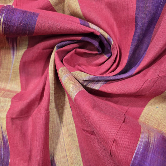 Red Multi Ikat Stripe Cotton Lawn Fabric 44" Wide | Lightweight Dressmaking, Craft & Summer Clothing Material by the Metre