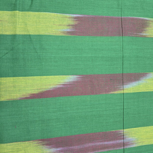 Green Ikat Stripe Cotton Lawn Fabric 44" Wide | Lightweight Dressmaking, Craft & Summer Clothing Material by the Metre