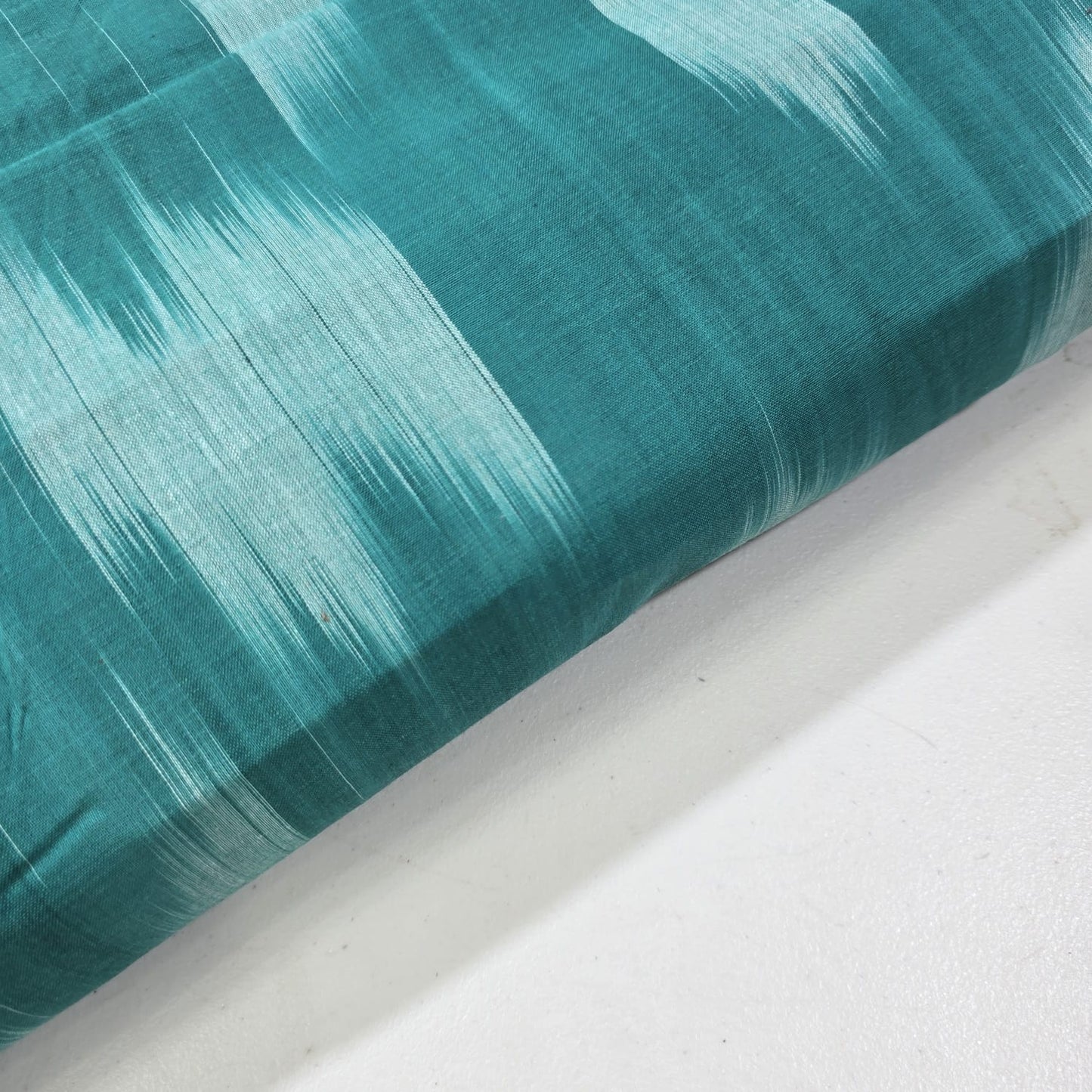 Turquoise Ikat Stripe Cotton Lawn Fabric 44" Wide | Lightweight Dressmaking, Craft & Summer Clothing Material by the Metre