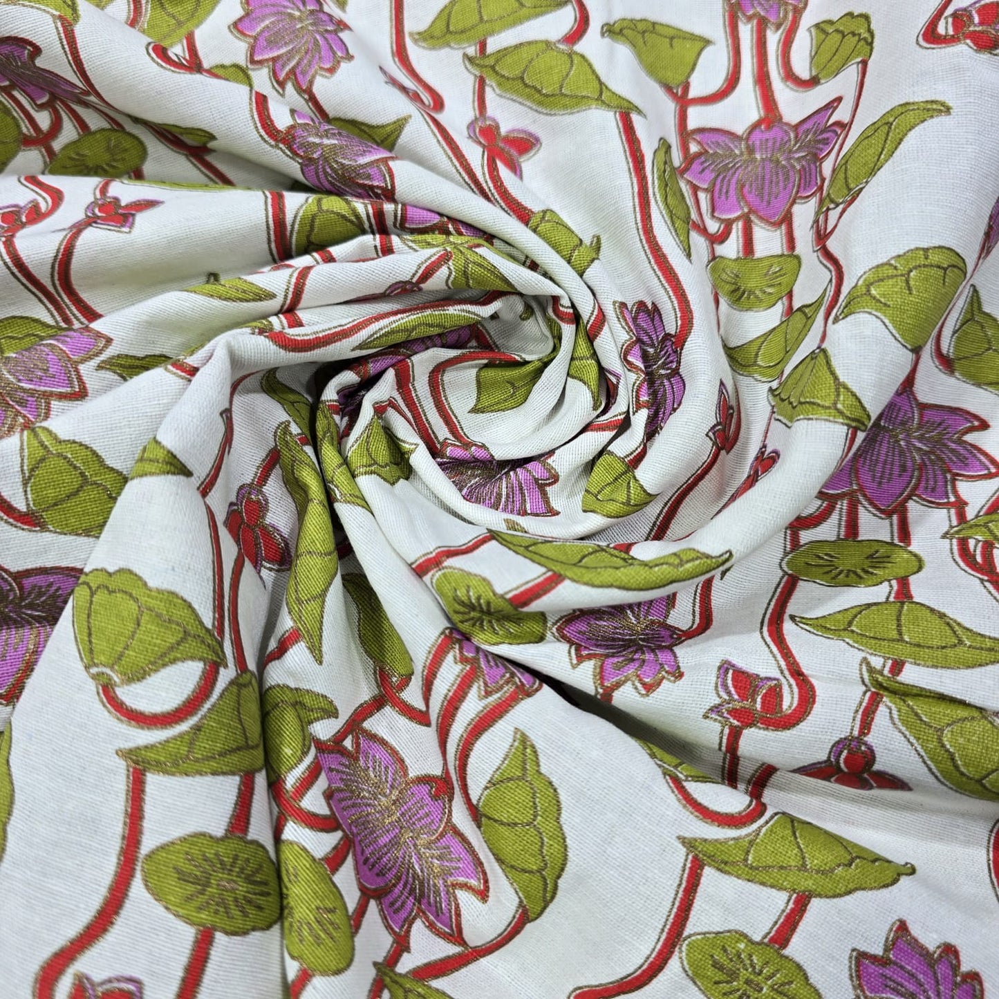 Tropical Passion Flower Cotton Flex Fabric 44" Wide | Floral Vine Dressmaking, Craft & Quilting Material by the Metre