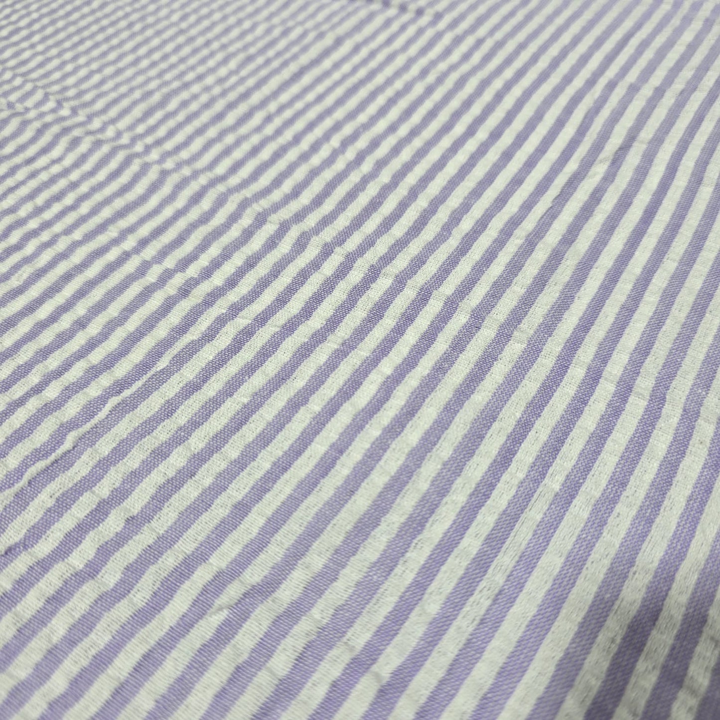 Lilac 100% Cotton Seersucker Fabric Crush Stripe Costume Craft Dress Material 44" By The Meter