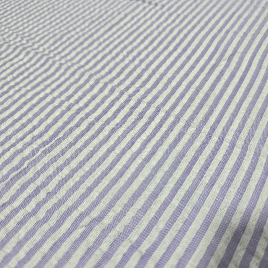 Lilac 100% Cotton Seersucker Fabric Crush Stripe Costume Craft Dress Material 44" By The Meter