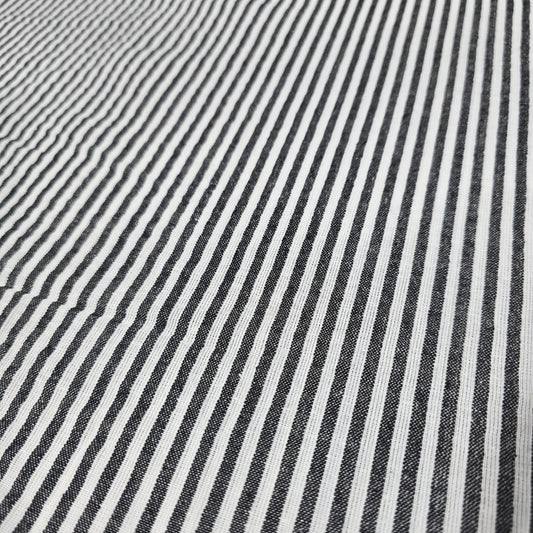 Black 100% Cotton Seersucker Fabric Crush Stripe Costume Craft Dress Material 44" By The Meter