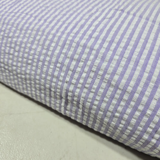 Lilac 100% Cotton Seersucker Fabric Crush Stripe Costume Craft Dress Material 44" By The Meter