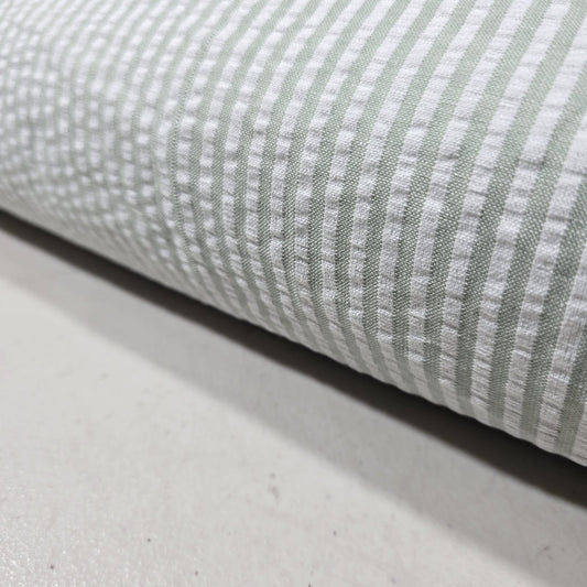 Sage 100% Cotton Seersucker Fabric Crush Stripe Costume Craft Dress Material 44" By The Meter