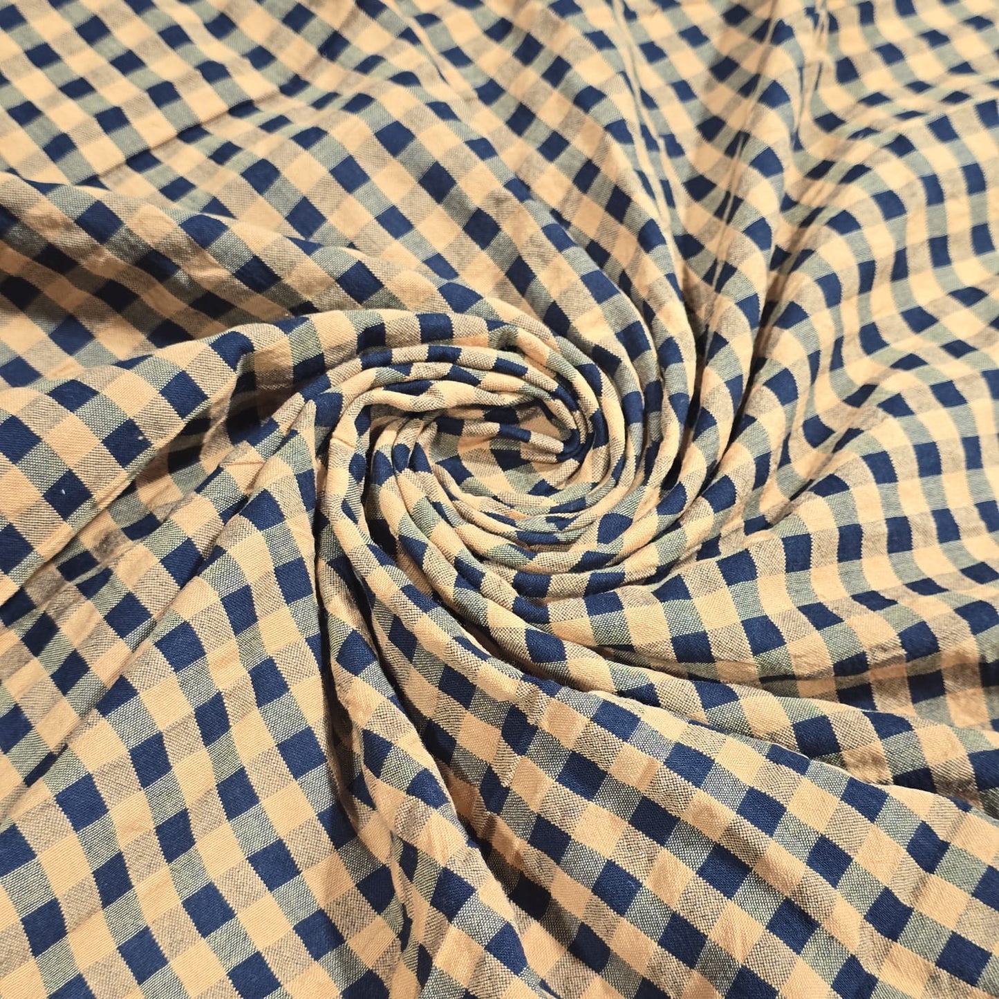 Yellow Black Gingham 100% Cotton Seersucker Fabric Crush Costume Craft Dress Material 58" By The Meter