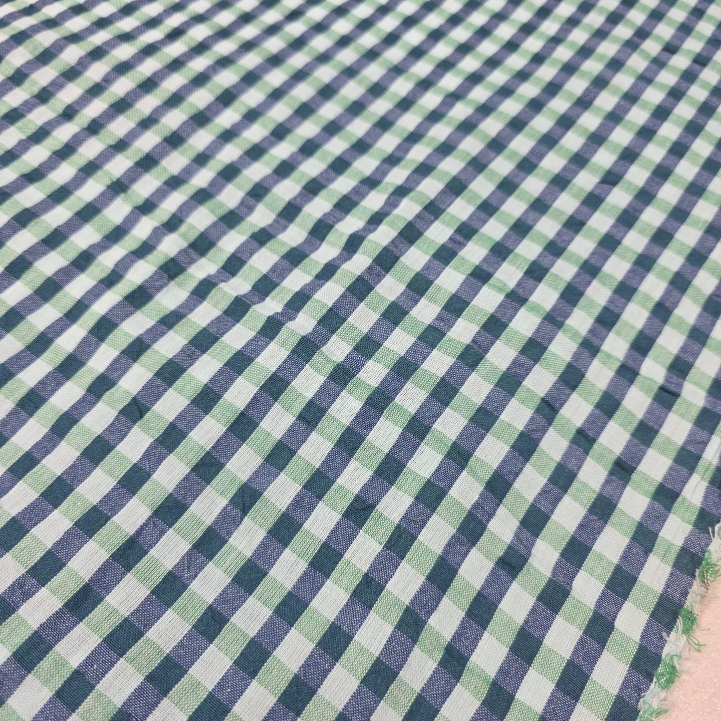 Gingham 100% Cotton Seersucker Fabric Crush Costume Craft Dress Material 58" By The Meter