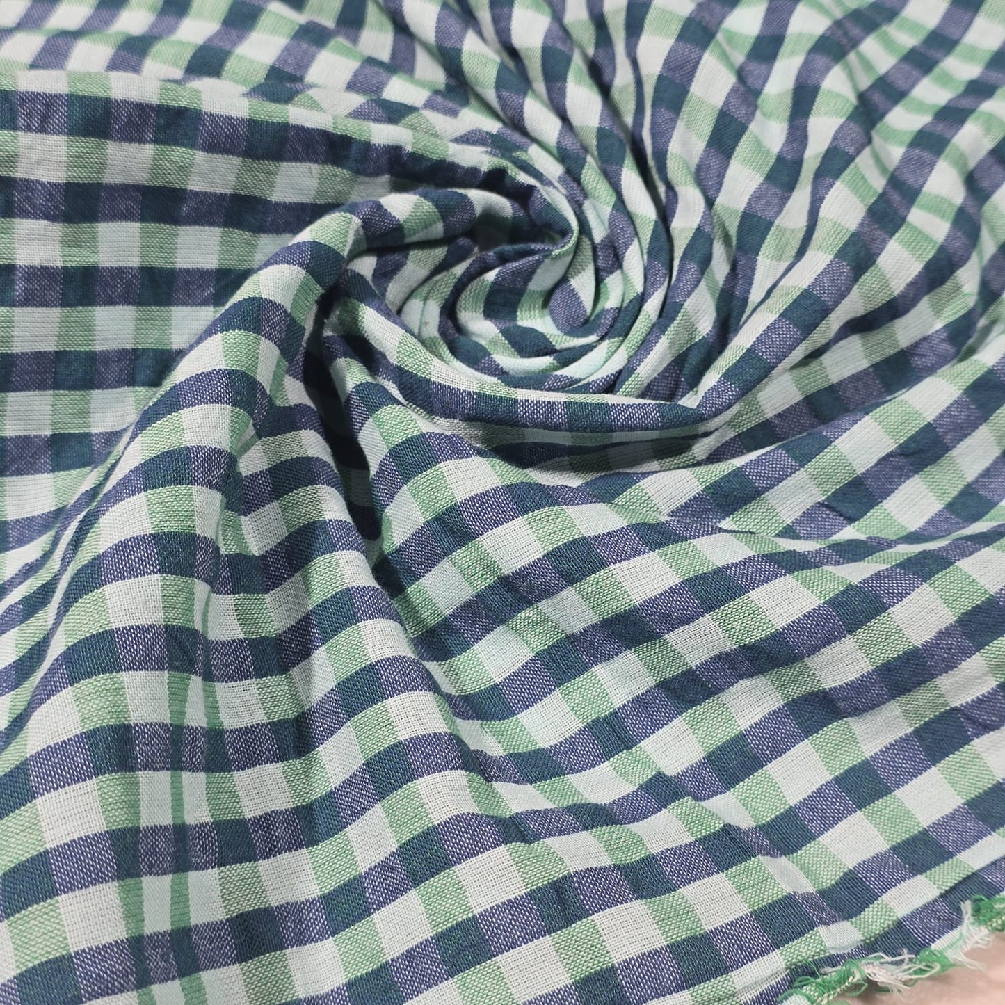 Gingham 100% Cotton Seersucker Fabric Crush Costume Craft Dress Material 58" By The Meter