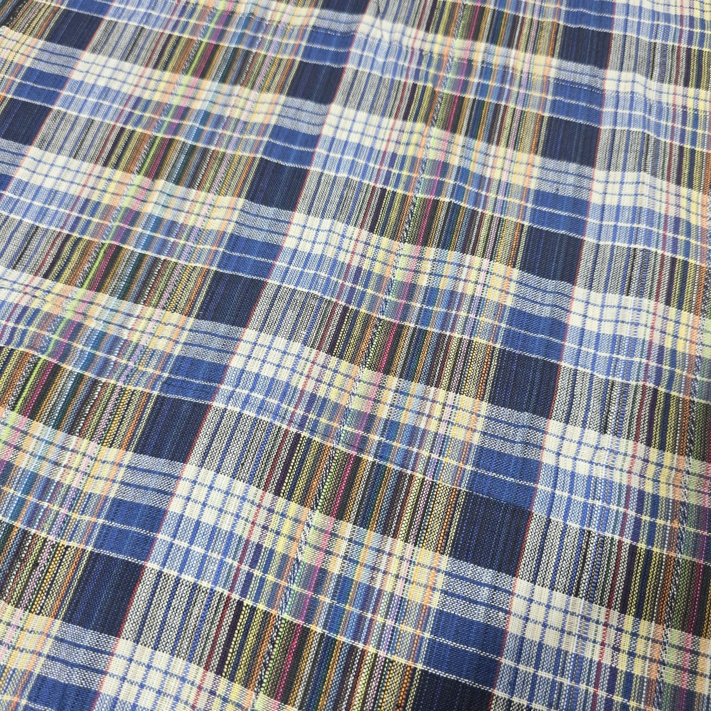 Madras Check Cotton Linen Fabric 44" | Lightweight Plaid Dressmaking Craft Material By The Metre