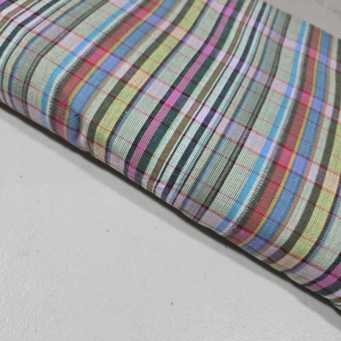 Madras Check Cotton Linen Fabric 44" | Lightweight Plaid Dressmaking Craft Material By The Metre