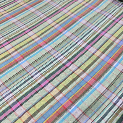 Madras Check Cotton Linen Fabric 44" | Lightweight Plaid Dressmaking Craft Material By The Metre