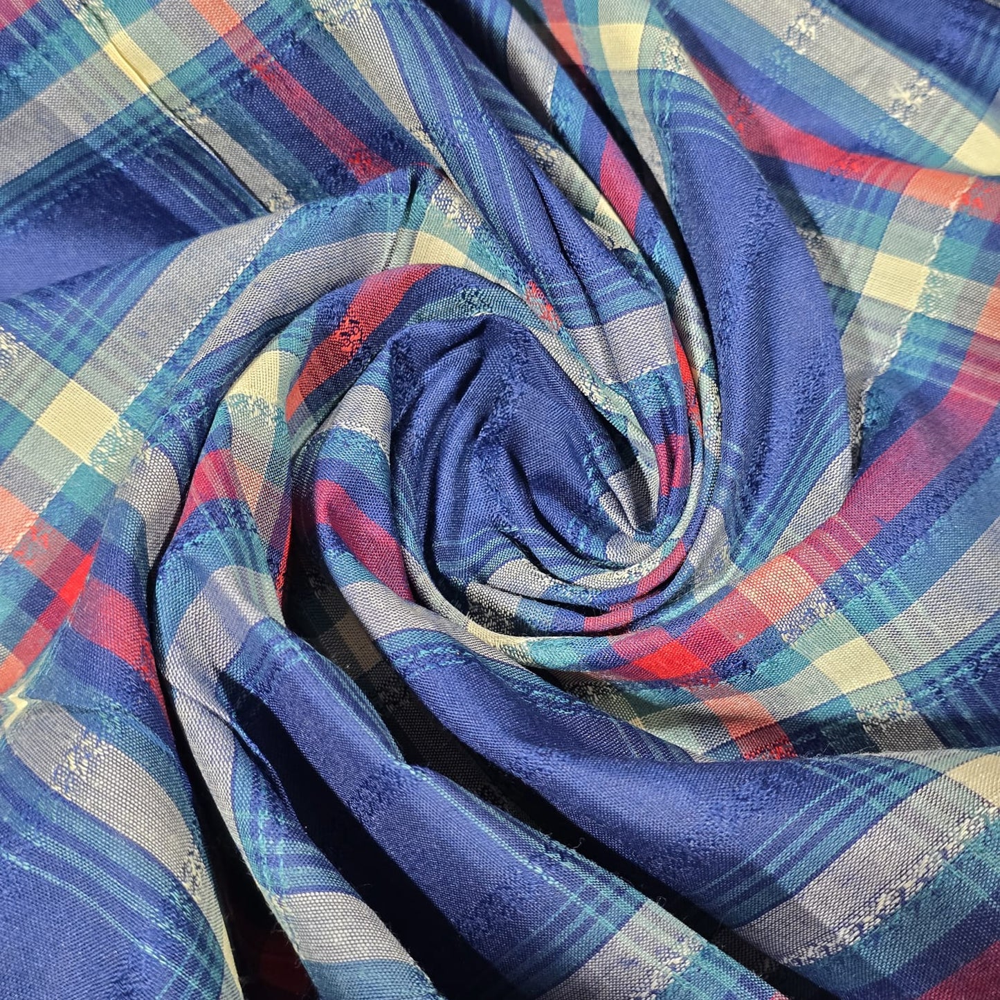 Madras Check Cotton Linen Fabric 44" | Lightweight Plaid Dressmaking Craft Material By The Metre