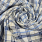 Blue Madras Check Cotton Linen Fabric 44" Rustic Plaid Dress Craft Upholstery By The Meter