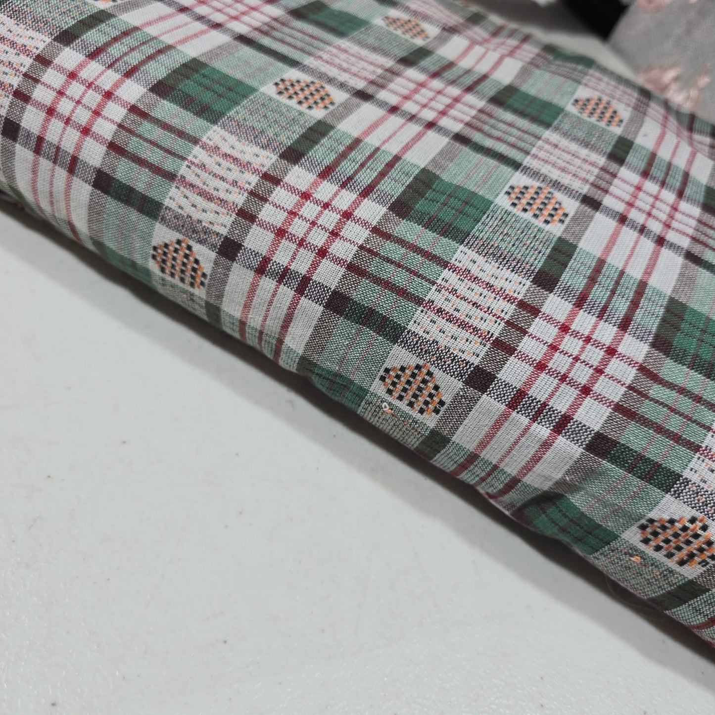 Green Madras Check Cotton Linen Fabric 44" Dress Craft Shirt Upholstery By The Meter