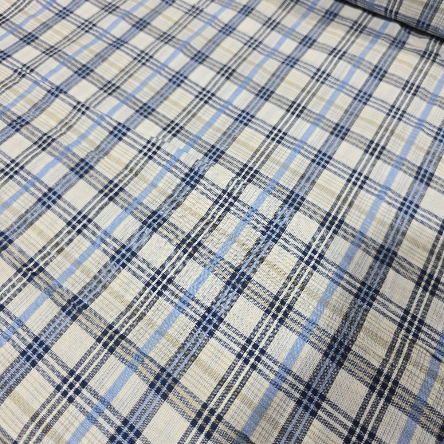 Madras Check Cotton Linen Fabric 44" | Lightweight Plaid Dressmaking Craft Material By The Metre