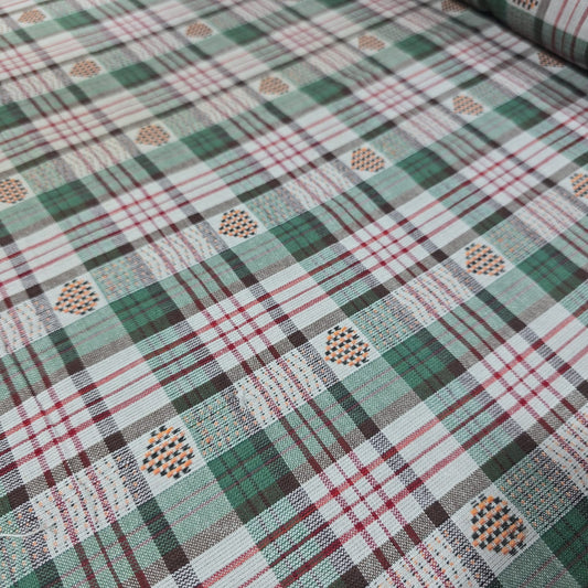Green Madras Check Cotton Linen Fabric 44" Dress Craft Shirt Upholstery By The Meter