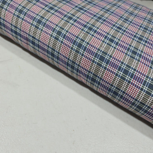 Blue & Red Check Cotton Linen Fabric | Plaid Dress Craft Costume Material 44" By The Meter