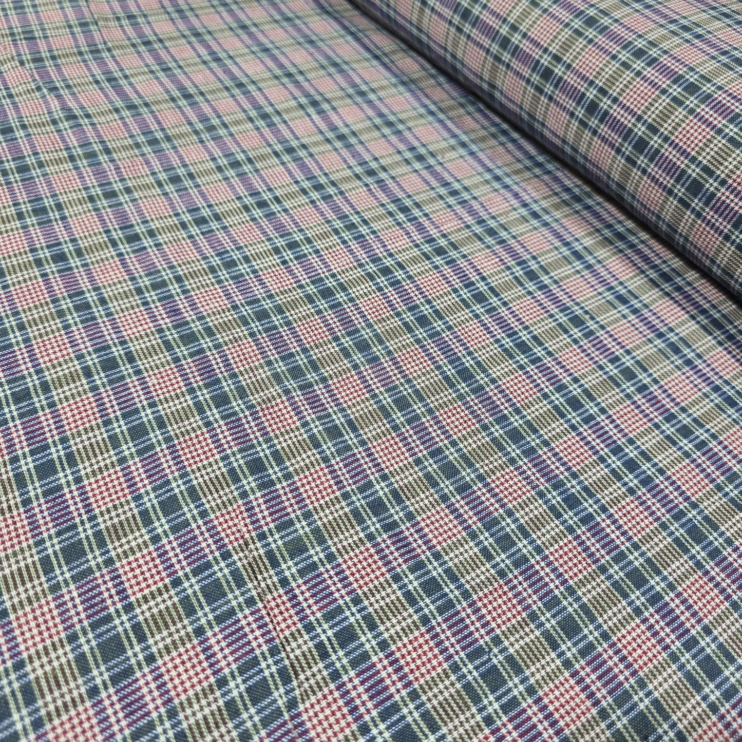 Madras Check Cotton Linen Fabric 44" | Lightweight Plaid Dressmaking Craft Material By The Metre