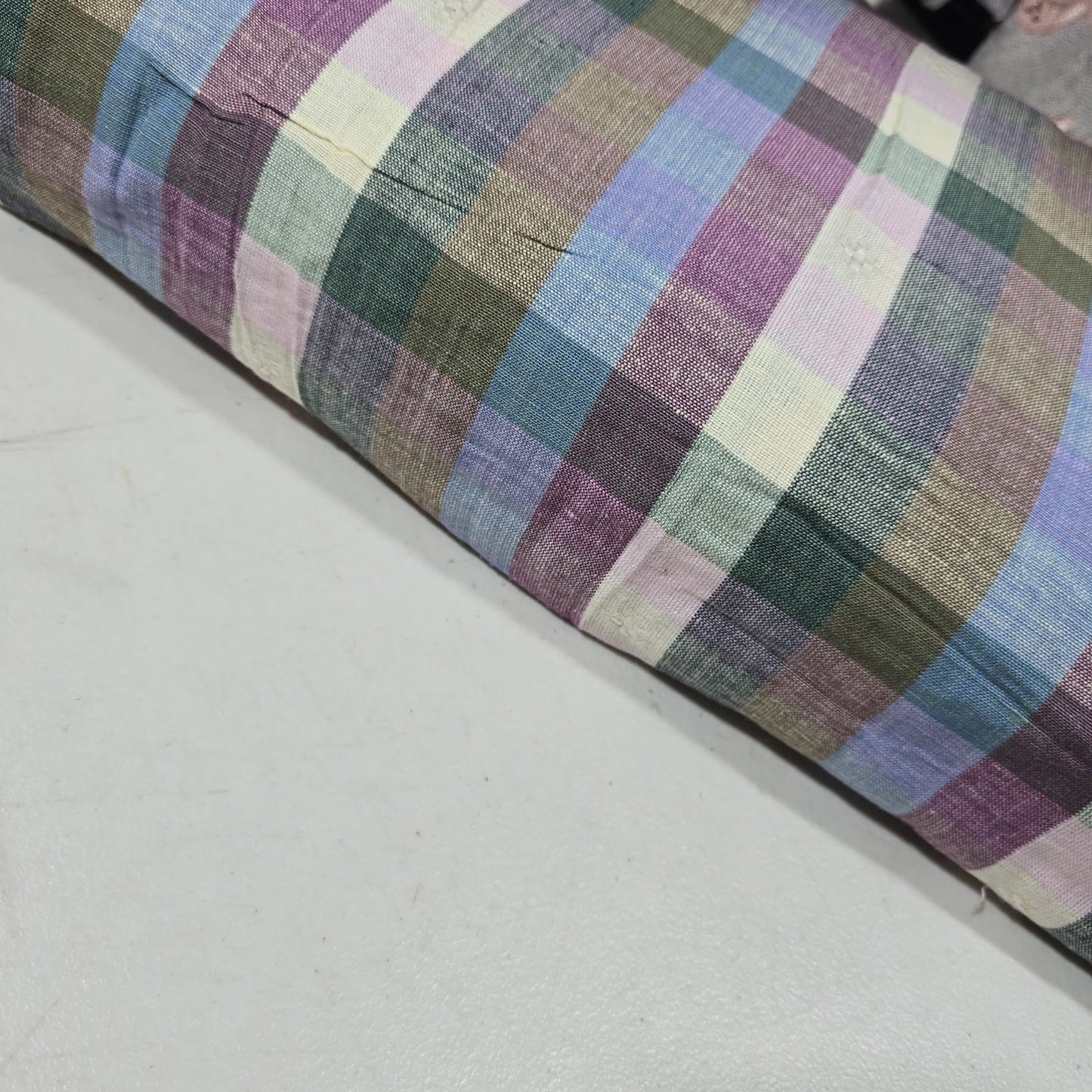 Pastel Madras Check Cotton Linen Fabric 44" Woven Plaid Dress Craft By The Meter