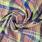 Madras Check Cotton Linen Fabric 44" | Lightweight Plaid Dressmaking Craft Material By The Metre