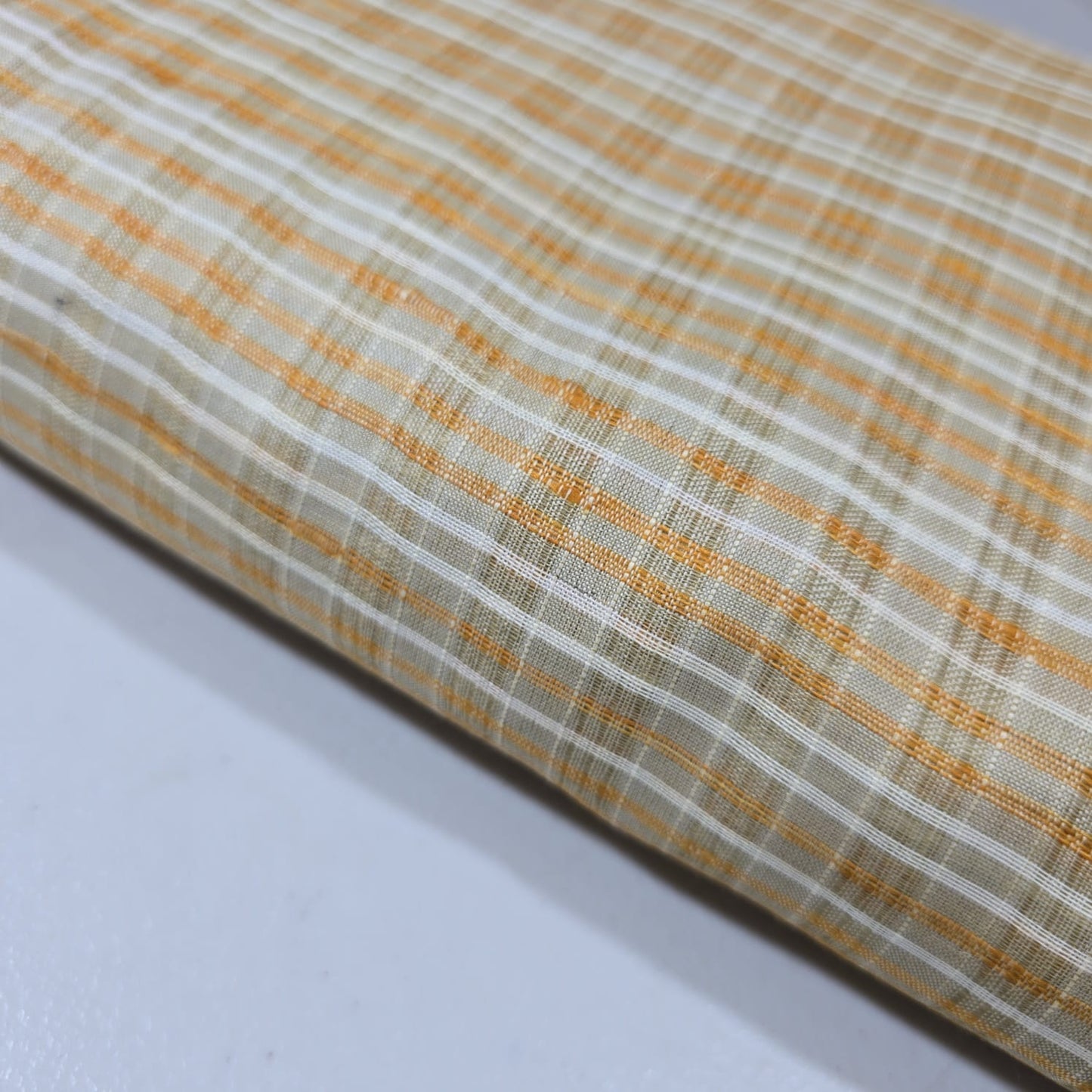 Yellow Khadi 100% Cotton Check Fabric 44" Lightweight Woven Yarn Dyed Dress Craft Material By The Meter