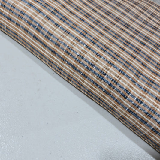 Teal Khadi 100% Cotton Check Fabric 44" Lightweight Woven Yarn Dyed Dress Craft Material By The Meter