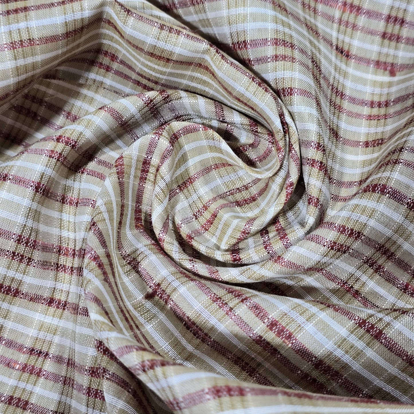Maroon Khadi 100% Cotton Check Fabric 44" Lightweight Woven Yarn Dyed Dress Craft Material By The Meter