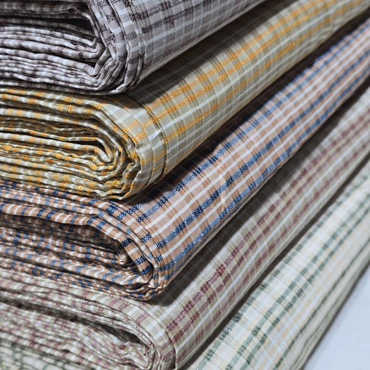 Khadi 100% Cotton Check Fabric 44" Lightweight Woven Yarn Dyed Dress Craft Material By The Meter