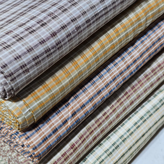 Khadi 100% Cotton Check Fabric 44" Lightweight Woven Yarn Dyed Dress Craft Material By The Meter