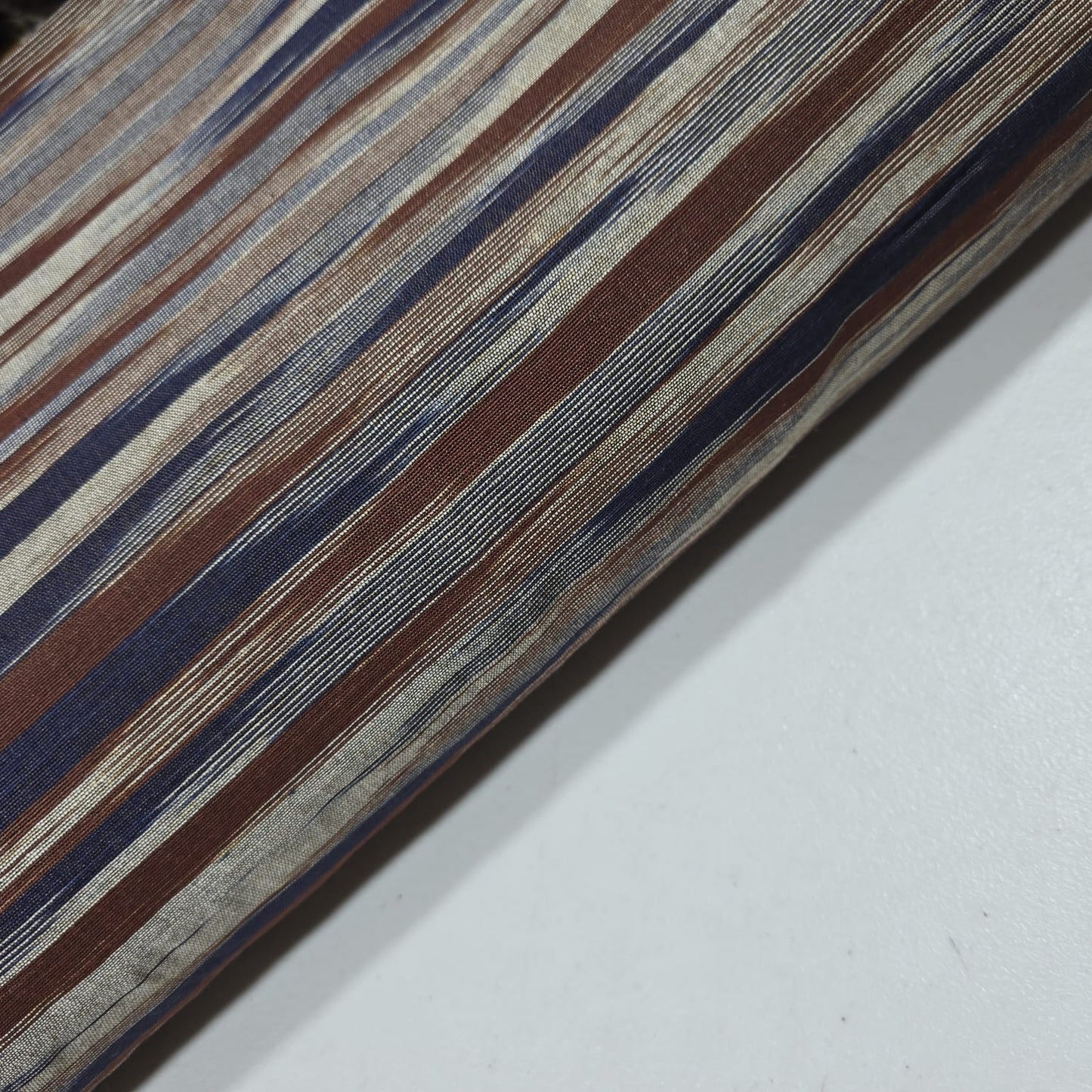 Brown Navy Yarn Dyed Striped Khadi Cotton Fabric 44" Woven Dress Craft Material By The Meter