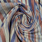 Brown Navy Yarn Dyed Striped Khadi Cotton Fabric 44" Woven Dress Craft Material By The Meter