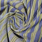 Olive Blue Yarn Dyed Striped Khadi Cotton Fabric 44" Woven Dress Craft Material By The Meter