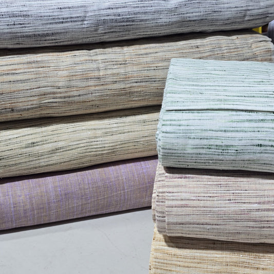 100% Cotton Linen Slub Fabric 44" Wide | Natural Dress Craft Material By The Meter