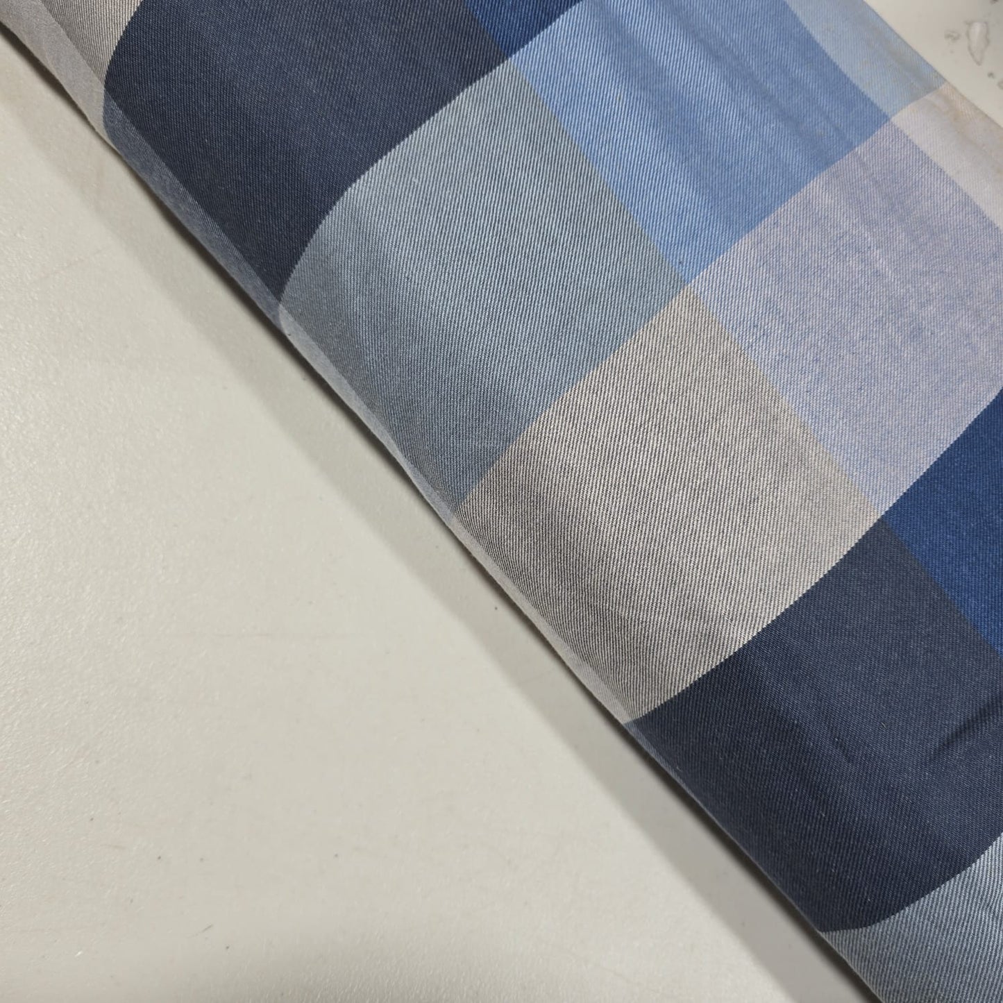 Blue & Grey 100% Cotton Brushed Flannel Oversized Tartan Check Fabric 58" Wide | Soft Plaid Material by the Metre