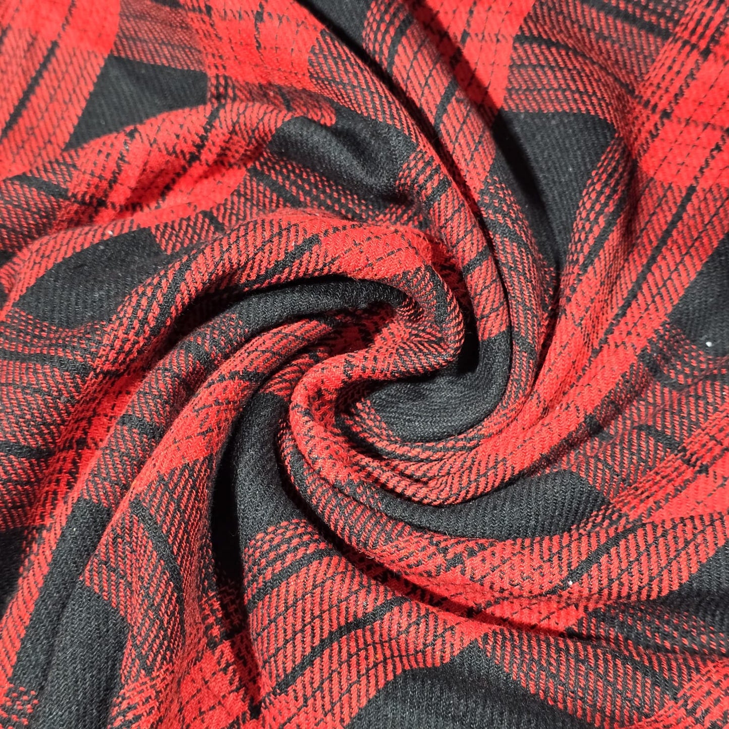 Red Black Buffalo Check Brushed Cotton Flannel Fabric 58" Dress Craft Costume Material By The Metre