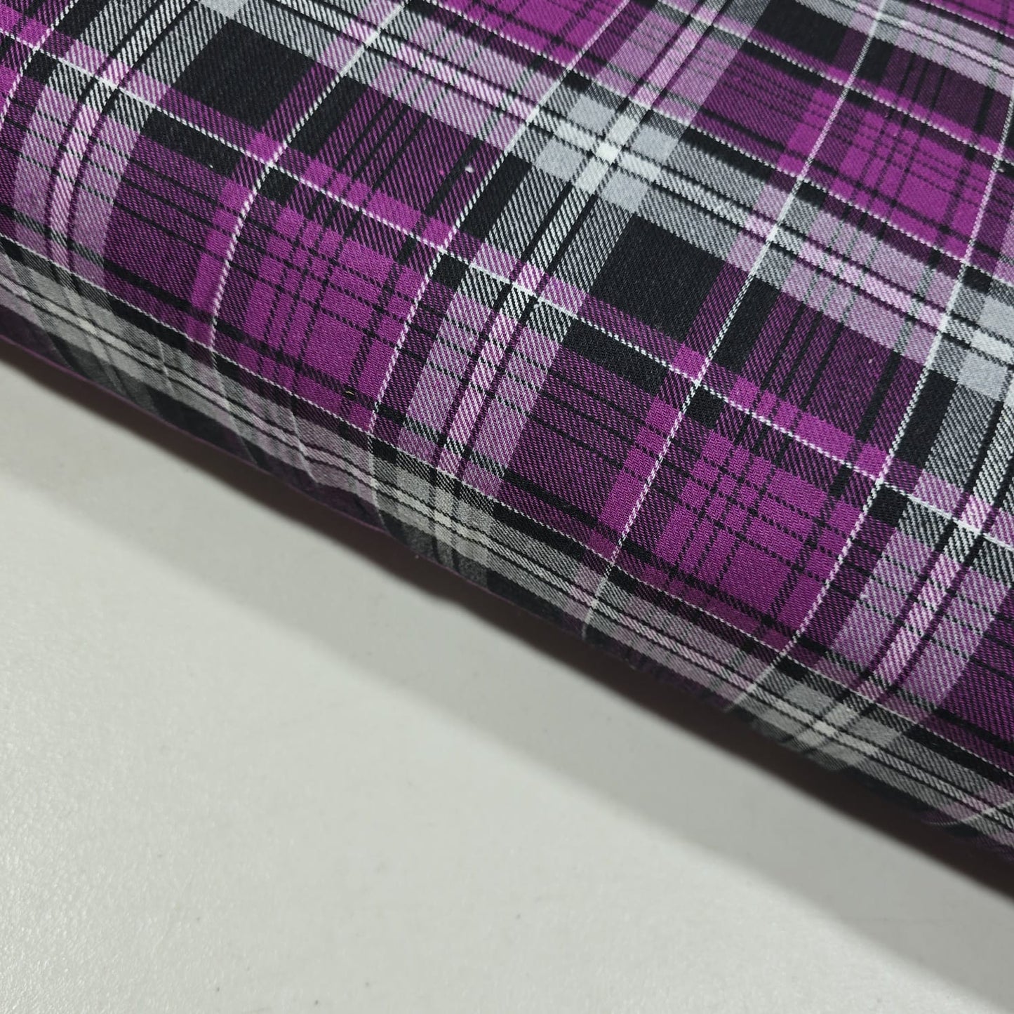 Purple Pink Black Tartan Brushed Cotton Flannel Fabric 58" Dress Craft By Metre