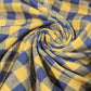 Yellow Blue Buffalo Check Brushed Cotton Flannel Fabric 58" Plaid Craft By Metre