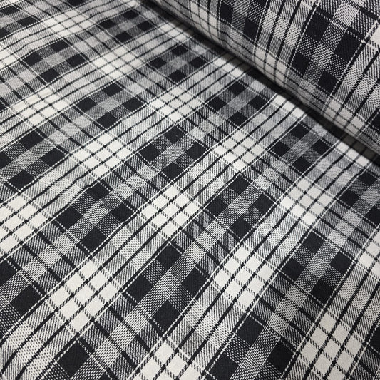 Black White Tartan Brushed Cotton Flannel Fabric 58" Plaid Dress Craft By Metre