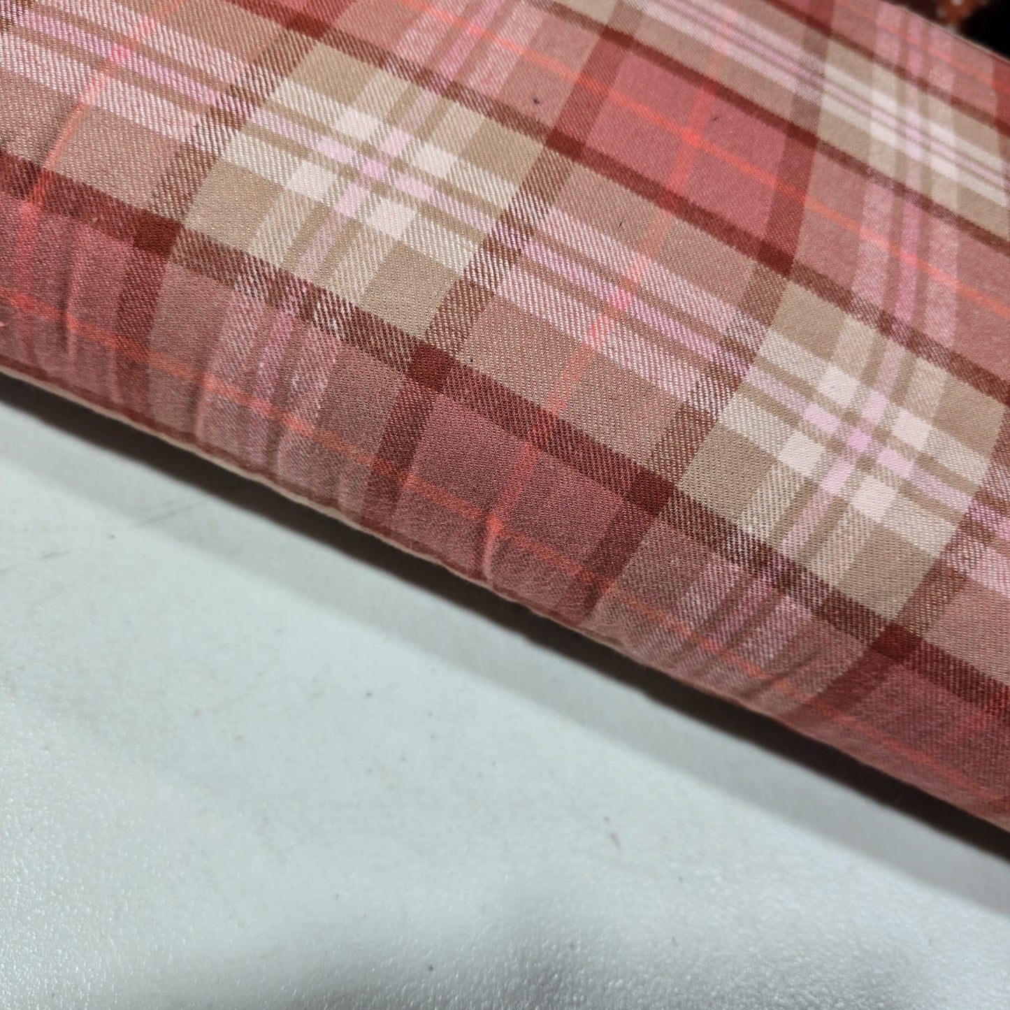 Blush Pink Beige Cotton Flannel Tartan Check Fabric Soft Brushed Dress Craft Costume Material 58" By The Meter