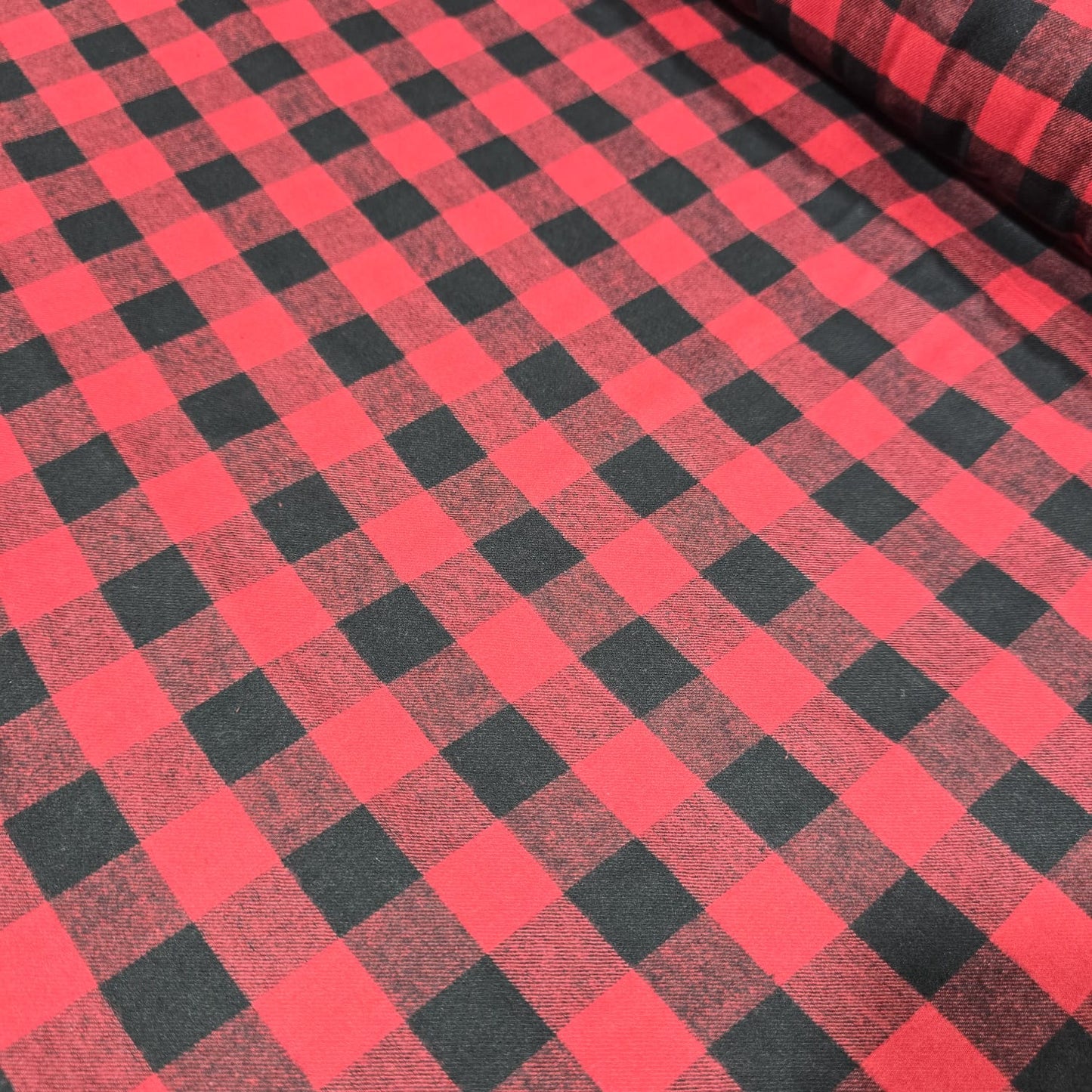Red Black Buffalo Check Cotton Flannel Fabric Soft Brushed Plaid 58" Dress Costume Craft Material By The Meter